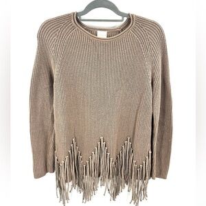 Chicos Drama Fringe Sweater Womens Medium Ribbed Chunky Western Boho Indie